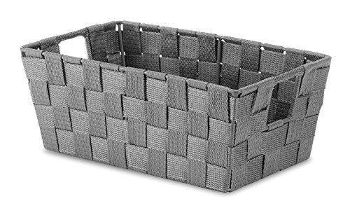 Whitmor Woven Strap Small Shelf Tote Savvy Gray, 1 Count (Pack of 1) - color: Savvy Gray, size: 11.42 × 6.5 × 4.53 inches