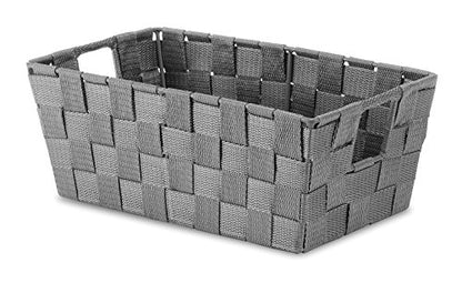Whitmor Woven Strap Small Shelf Tote Savvy Gray, 1 Count (Pack of 1) - color: Savvy Gray, size: 11.42 × 6.5 × 4.53 inches
