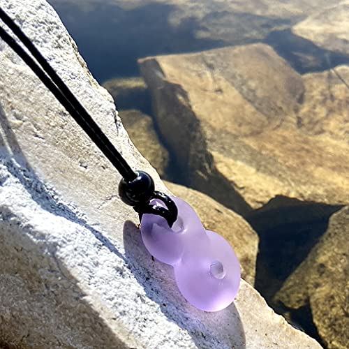 Infinity Necklace - Sea Glass Jewelry - Positive Vibes Collection - Cute Meditation Crystals - Spiritual Gifts for Yoga Lovers - High Vibration Tibetan Symbols - Cool and Trendy Good Luck Amulets - color: Pastel Purple Sea Glass Crystal