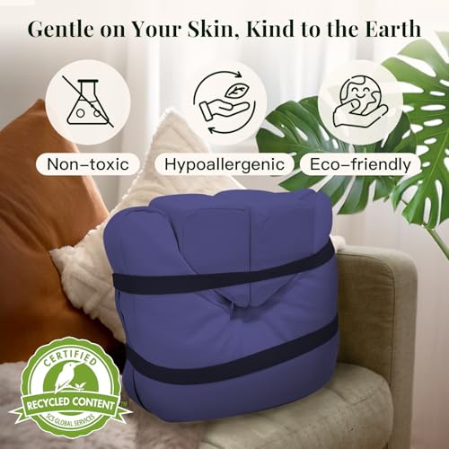 Syrinx Meditation Cushion Set – Zafu Yoga Floor Pillow with Knee Support Pads, Buckwheat Hull Filling, Carry Bag & Zabuton-Style Base - color: Blue