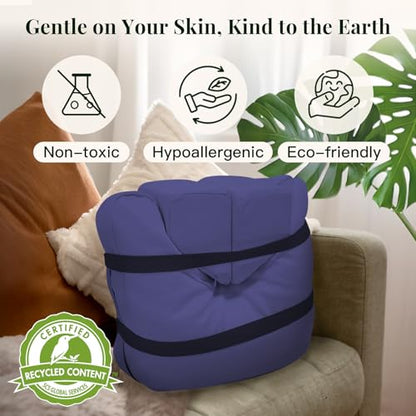 Syrinx Meditation Cushion Set – Zafu Yoga Floor Pillow with Knee Support Pads, Buckwheat Hull Filling, Carry Bag & Zabuton-Style Base - color: Blue