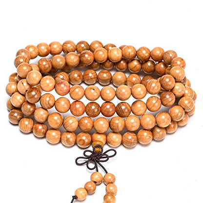 4pcs 108 Buddhist Natural Wooden Prayer Strand Bracelet Necklace Set Mala Meditation Spiritual for Women Men Unisex Rosary Jewelry
