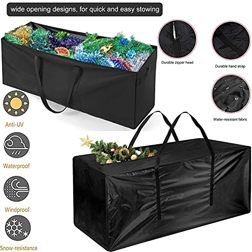 Outdoor Cushion Storage Bag 210D Christmas Tree Pillow Storage Organizer Bags Large Capacity Chair Cushions Covers for Patio Furniture (M: 47.6x15.2x21.5in) - size: M: 47.6x15.2x21.5in