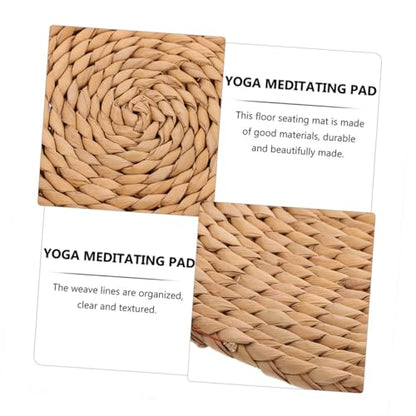 Angoily Woven Round Meditation Cushion 40cm Diameter Thick 1.5cm Eco-Friendly Plant Floor Pillow for Indoor Seating and Picnic Floor Pad