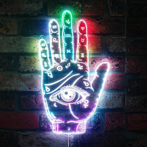ADVPRO Psychic Readings Fortune Teller Hand with Palmistry RGB Dynamic Glam LED Sign - Cut-to-Edge Shape - Smart 3D Wall Decoration - Multicolor Dynamic Signage st06s43-fnd-i0024-c - color: Fortune Teller, size: 2) Standard