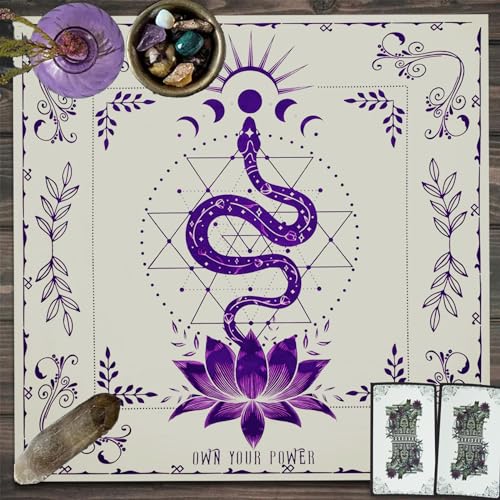 Knana Tarot Altar Cloth Silk Mat for Reading - Witchcraft Accessories with Tarot Card Bag (Purple Snake) - color: Purple Snake