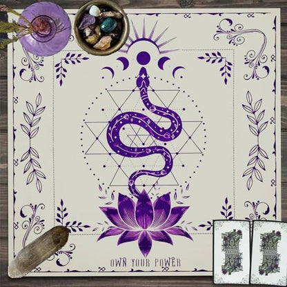 Knana Tarot Altar Cloth Silk Mat for Reading - Witchcraft Accessories with Tarot Card Bag (Purple Snake) - color: Purple Snake