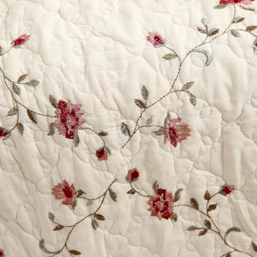 vctops 100% Cotton Quilted Throw Blanket 50x60 Inch Floral Embroidered Reversible Patchwork All Season Throw (Flower,50"x60") - color: Flower