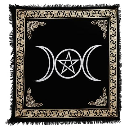 Indian Consigners Alter Spread Altar Cloth Tablecloth Tarot Card Supplies (Triple Moon Pentagram)… - size: 36" x 36" (Square)