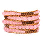 Boho Wrap Bead Bracelet for Women - Handmade Adjustable Natural Stone Beaded Bracelets Yoga Healing Bracelet Bangle Hippie Jewelry - color: Rose Quartz