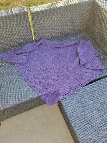Triangle Shawl Wrap, Lavender Purple, Alpaca & Wool, Hand Crochet Prayer Shawl, Rustic Texture