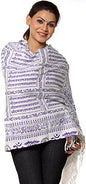 Exotic India Hindu Prayer Shawl with Printed Sri Ram Jai Ram Jai Jai Ram Mantra - PolyCotton - color: Purple