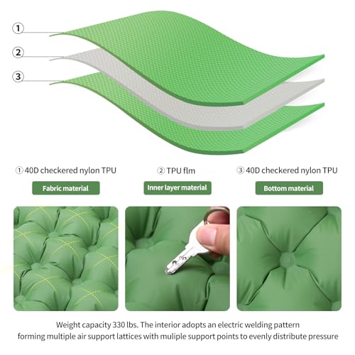 Inflatable Seat Cushion – Portable Lightweight Waterproof Travel & Stadium Seat Pad, Fast Inflate/Deflate Air Cushion for Camping, Hiking, Office, Tailbone Relief - color: Green