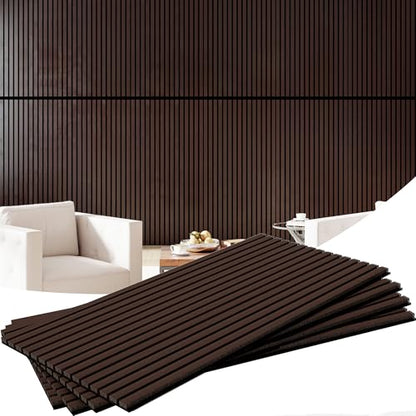 Wood Sound Proof Wall Panels 2' X 4', Wood Acoustic Wall Panels, Sound Absorbing, Noise Cancelling,Easy Install, Set of 2 Brown