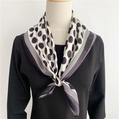 ANDANTINO 100% Mulberry Silk Square Scarf for Hair-25.6" X25.6'' Women Men Natural Silk Neckerchief Digital Printed Headscarf - color: Big Polka Dots