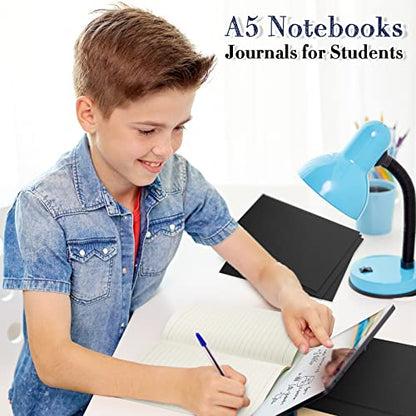 Sabary 72 Pack Kraft Paper Notebook Journals 5.5 Inch x 8.3 Inch A5 Notebook in Bulk Softcover Ruled for Writing Sketch Travel Journal with 60 Pages 30 Sheets(Black,Line) - color: Black, style: Line