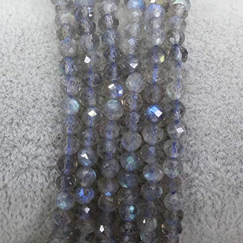 Keleny Gem Semi Precious Gemstones 4mm Round Beads Crystal Stretch Bracelet 7 Inch Unisex - color: Faceted A Grade Blue Labradorite Spectrolite