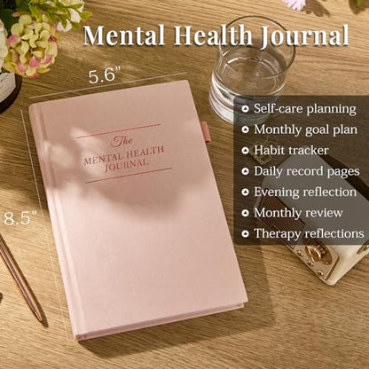 5 MINUTES A DAY Mental Health Journal, Anxiety & Guided Journal for Women, 91 Days Self Care Journal to Practice Positive Thinking, ADHD Planner with Mood Tracker (A5 Size)-Pink (5-Mentalhealth-Pink) - color: Pink