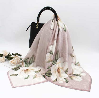 100% Pure Mulberry Silk Scarf 35" Large Square Lightweight Headscarf –Women’s Hair Wraps-With Gift Packed - color: Camellia-pale Pink