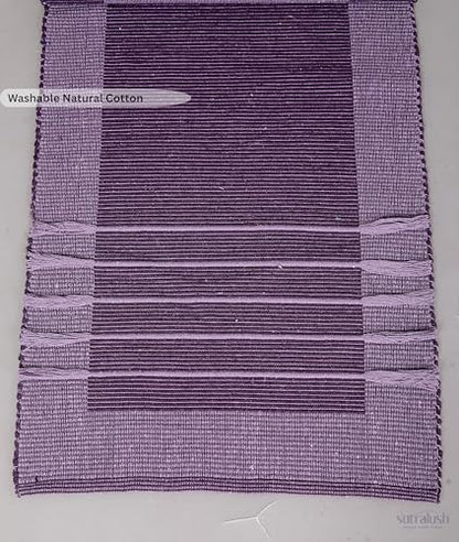 Organic Cotton Yoga Rug, Handwoven Non-Slip Meditation Mat for Hot Yoga, Exercise & Floor Workouts, Washable Breathable Weave, Purple, Standard Size