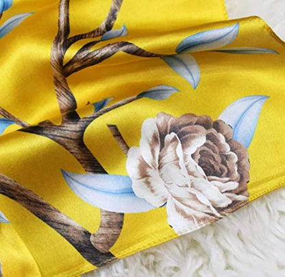 100% Mulberry Silk Long Scarf for Women Large Shawls for Headscarf and Neck- Oblong Hair Wraps with Gift Packed - color: Illuminating Yellow