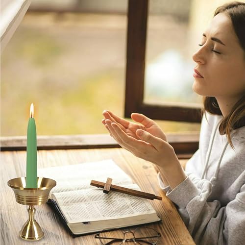 20 Min Sage Green Meditation Candles – 30 Pack, Includes Mini Candle Holder & 12 Wax Dots, Slow Burn, Natural Unscented, Yoga Prayer Mindfulness & Relaxation - color: Green, size: 30 Pack