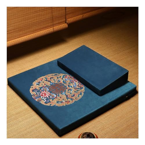 Square Meditation Cushion Mat Set with Washable Cotton Linen Cover, Larger Thick Yoga Mat Bolster Floor Pillows Seating for Adults Meditation Accessories blue-60CM - color: Blue, size: 60CM