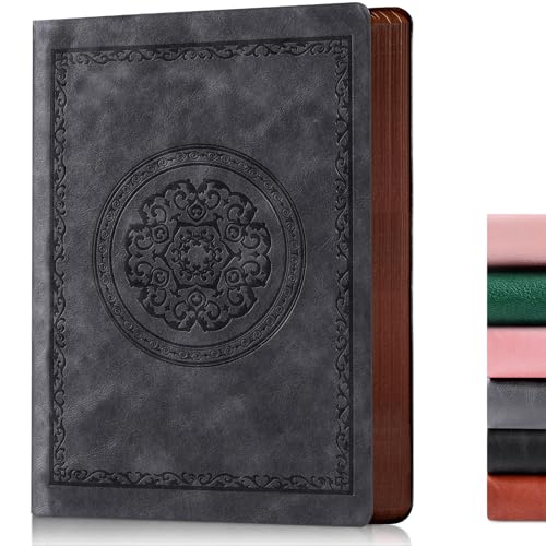 Fetinar 2026 Leather Vintage Journal Notebook,300 Pages,Leather Softcover Lined Journal Notebooks for Women Men,Notebook Journals for Writing Travel,Business,Office,7.1'' X 9.8'' - color: Grey, style: Ruled-B5