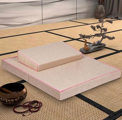Meditation Mats,Futons, Household Folding, Thickened Fabrics, Coconut Palm, Kneeling Mats(Size:31x31inch,Color:Beige1) - color: Beige1, size: 31x31inch
