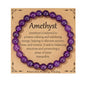 Healing Crystal Bracelet for Women, Natural Stone Beaded Healing Crystal Bracelet Triple Protection Stress Relief Beads Jewelry Birthday Gifts Jewelry for Her - style: Amethyst