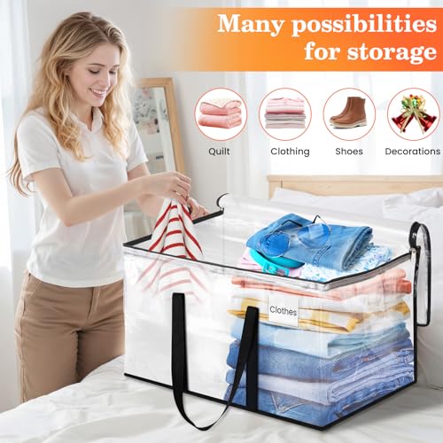 Extra Large Heavy Duty Moving Bags, Storage Bags with Strong Zippers & Handles, Packing Bags for Moving Essentials, Ideal Storage Tote for Home, Dorm & Storage Solutions, 76L, 8 Packs, Clear - size: 76L