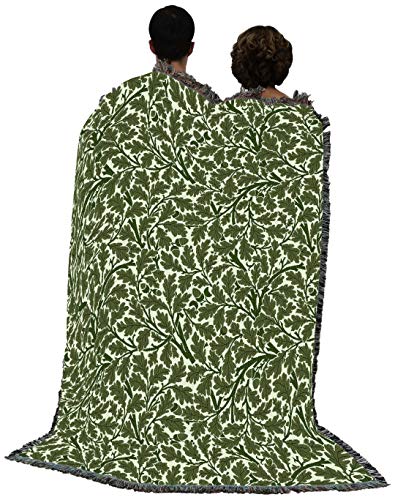 Pure Country Weavers William Morris Oak Tree Green Blanket - Arts & Crafts - Gift Tapestry Throw Woven from Cotton - Made in the USA (72x54) - color: Green, size: Large