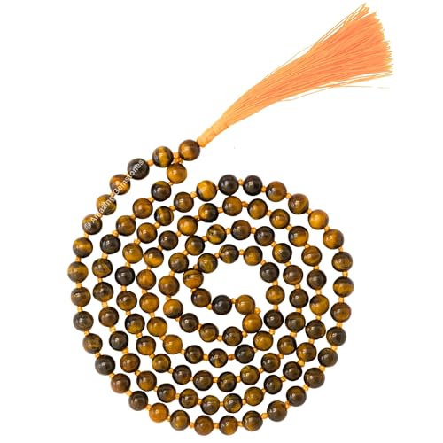 Amazing Gemstone Tiger Eye Mala Beads - 108 Prayer Beads for Meditation and Mindfulness Practice, Handcrafted Mala Beads with Natural Gemstones for Spiritual Healing and Relaxation (Knotted) - color: Tiger Eye, style: Knotted