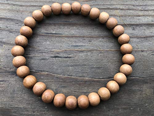 Sandalwood Bracelet for Women Men Buddhist Prayer Strand Chandan Bracelet Handmade Stretchable Elastic Sandalwood Beaded Wristbands for Yoga Meditation - style: 6mm Beads