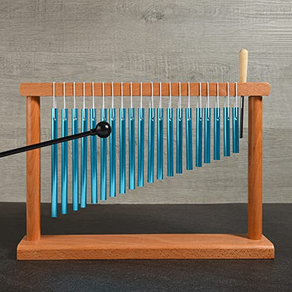 20 Tone Chime Table Top Wind Chime Bell Music Percussion Instrument with Mallet, Blue