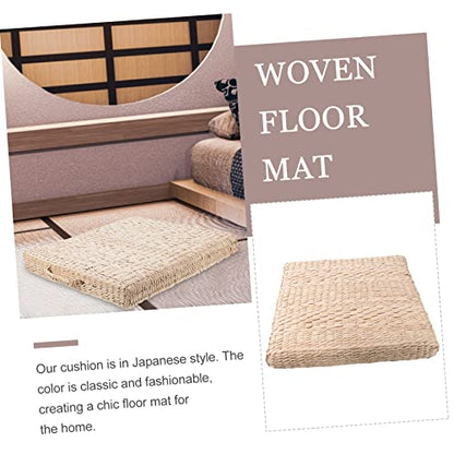 1pc Hand-woven Straw Meditation Mat Square Cushion for Yoga Zen Practices Smooth Surface for Comfort for Home Outdoor Use