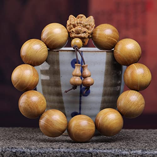 Zen Dear Natural Golden Sandalwood Mexican Bocote Mala Prayer Bead Bracelet Link Wrist Necklace Mala Beads - style: 20mm 12 beads Long's Head