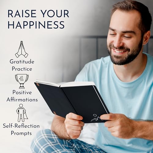 Premium Gratitude Journal for Men – 6 Month Guided Daily Prompts, Habit Tracker – Hardcover, 249 Pages, Lay Flat, 100gsm Paper – Mens Mindfulness Gifts, Mental Health, Self Mastery, Gift Boxed - color: Men - Black