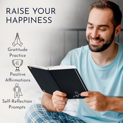 Premium Gratitude Journal for Men – 6 Month Guided Daily Prompts, Habit Tracker – Hardcover, 249 Pages, Lay Flat, 100gsm Paper – Mens Mindfulness Gifts, Mental Health, Self Mastery, Gift Boxed - color: Men - Black