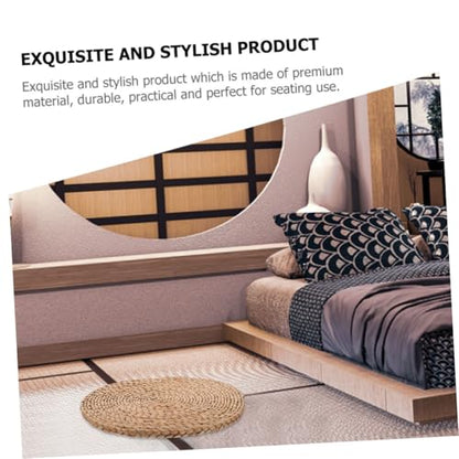 UKCOCO Meditation Cushion Thick 1.5cm Natural Woven Straw Floor Pillow for Sitting Indoor Mindfulness Yoga Cushion Pad, Sturdy Tatami Seat Mat for Home and Picnic Use