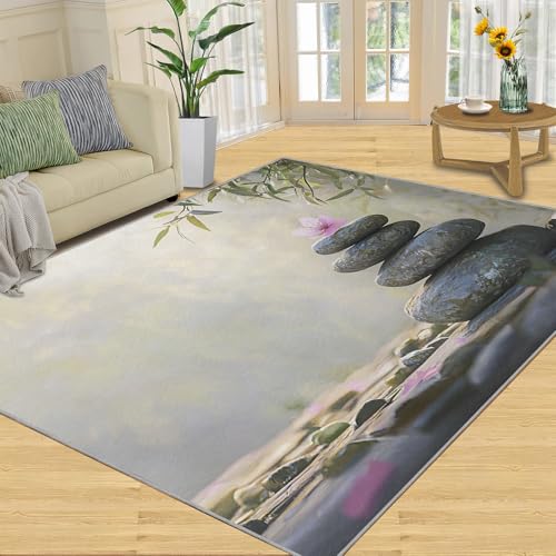 Zen Rug, Bamboo Forest Spa Design Area Rug - 3x5 Washable & Non Slip Oriental Florals Rugs for Meditation Room, Soft Noise Reduction Indoor Carpet Peaceful & Natural Decor Floor Mats - color: Bamboo Forest Spa Zen, size: 3' W x 5' L