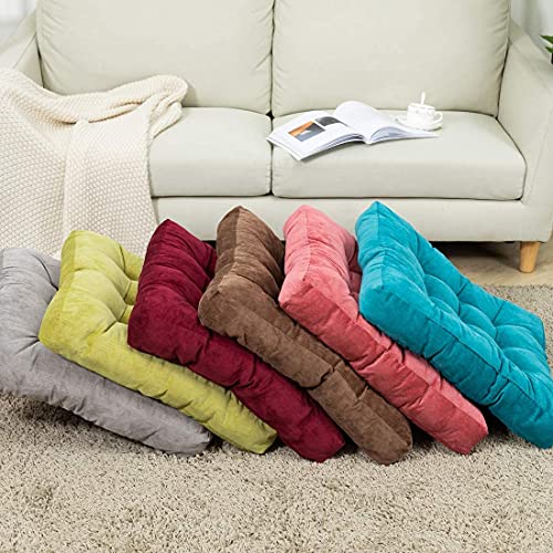 Solid Square Floor Pillow Pouf Thicken Pillow Seat Corduroy Chair Pad 22x22 inch Seat Cushion for Yoga Meditation Living Room Balcony Office (Brown)