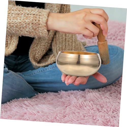 SECFOU Meditation Bowl Yoga Sound Bowl Mallet Tibetan Singing for Calmness and Meditation - size: 9.5x9.5x6cm