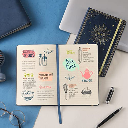 Artfan Ruled Notebook/Journal – Premium Thick Paper Faux Leather Classic Writing Notebook with Pocket + Page Dividers Gifts, Banded, Large, 144 Pages, Hard Cover, Lined (5.8''x 8.4'') - Blue - color: BLUE