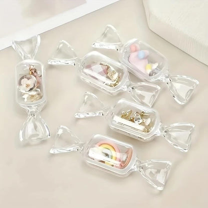 5PCS candy shaped mini transparent jewelry box,earring storage,used for accessories,pill organizers,and travel essentials, 5PCS