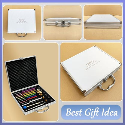Solfeggio Tuning Fork Set - 10 Tuning Forks Perfect for DNA Healing, Chakra, Sound Therapy, Multicolour, with Exquisite Aluminum Gift Box (174 Hz, 285 Hz, 396 Hz, 417 Hz, 432Hz, 528 Hz etc) - color: Solfeggio Multicolour A