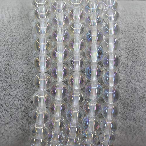 Keleny Semi Precious Crystal 6mm Round Beads Rock Yoga Stretch Bracelet 7 Inch Unisex Unisex - color: Aqua Aura Clear Crystal