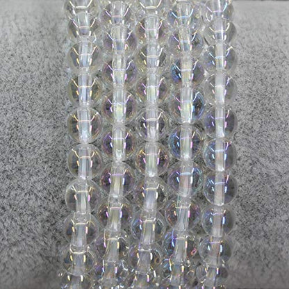 Keleny Semi Precious Crystal 6mm Round Beads Rock Yoga Stretch Bracelet 7 Inch Unisex Unisex - color: Aqua Aura Clear Crystal