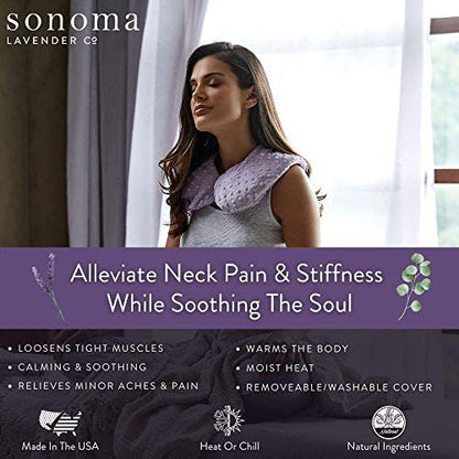 Sonoma Lavender Luxury Lavender Heatable/Chillable Neck Pillow, Microwaveable for Neck and Shoulders with Removable Washable Covers, Great for Relaxation and Pain Relief (Lilac Dot) - color: Lilac Dots