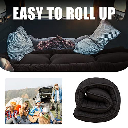 MAXYOYO Cot Japanese Floor Futon Mattress, Single Size Tatami Mat Sleeping Pad Foldable Roll Up Boys Girls Narrow Mattress - color: Black, size: Cot